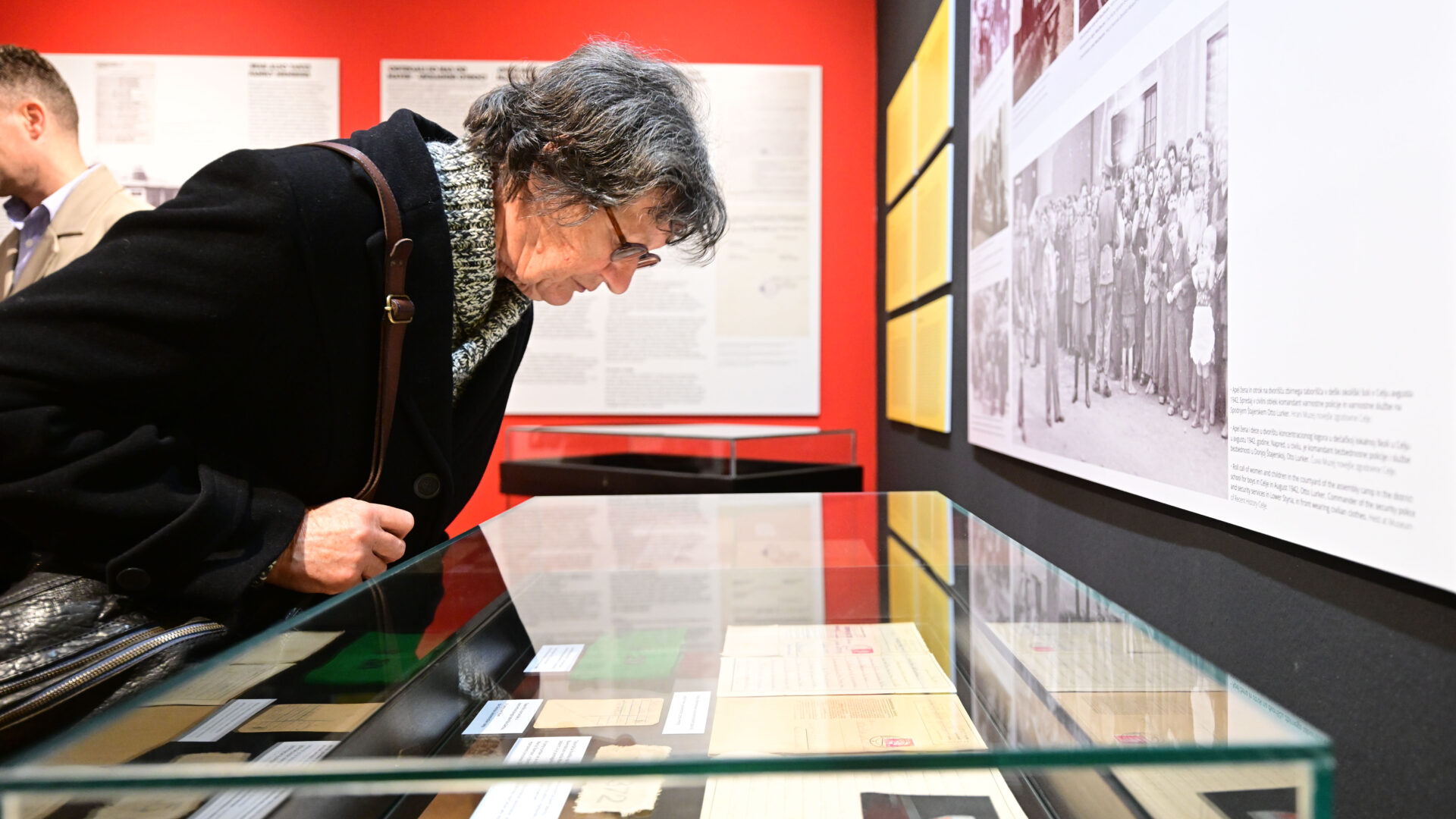 Oseba si ogleduje razstavo.