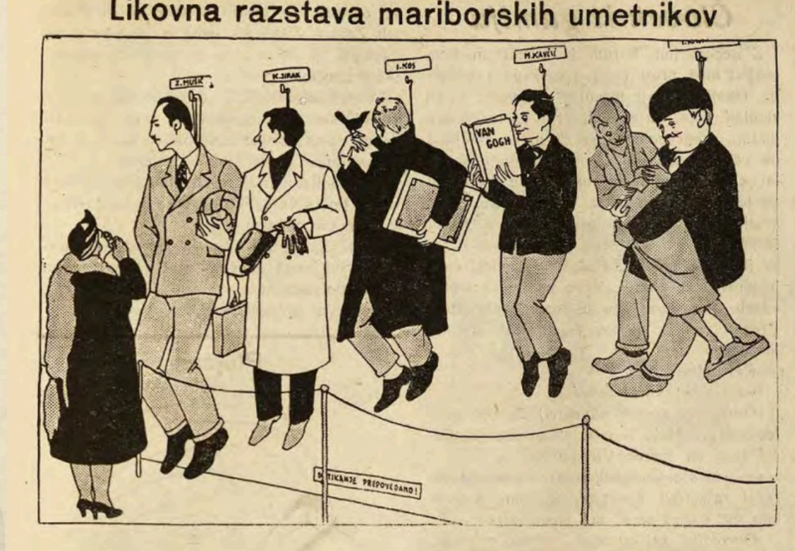 Karikatura na zidu visečih umetnikov.